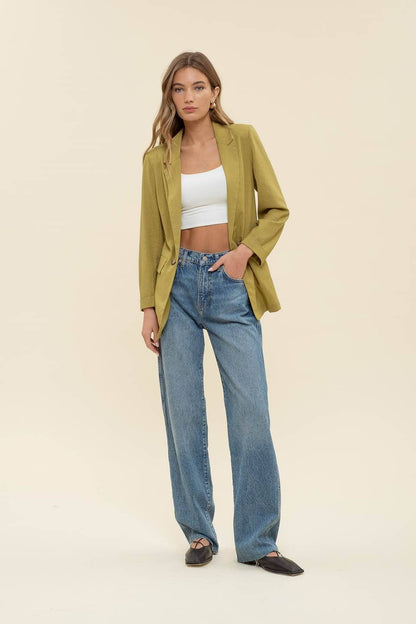 3/4 CUFF SLEEVE COLLARED BLAZER