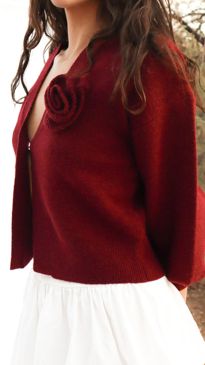 Wine Tasting Rose Cardigan