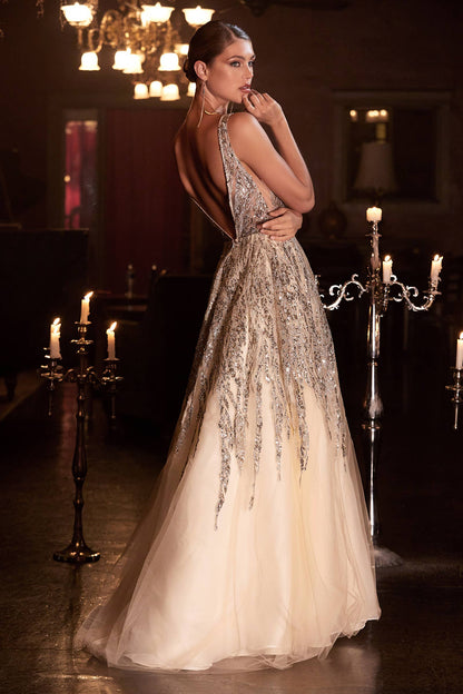 OMBRE SHIMMER BALL GOWN: 6 / Blush