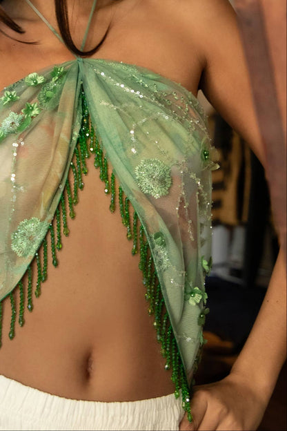 Seraya Beaded Scarf Top