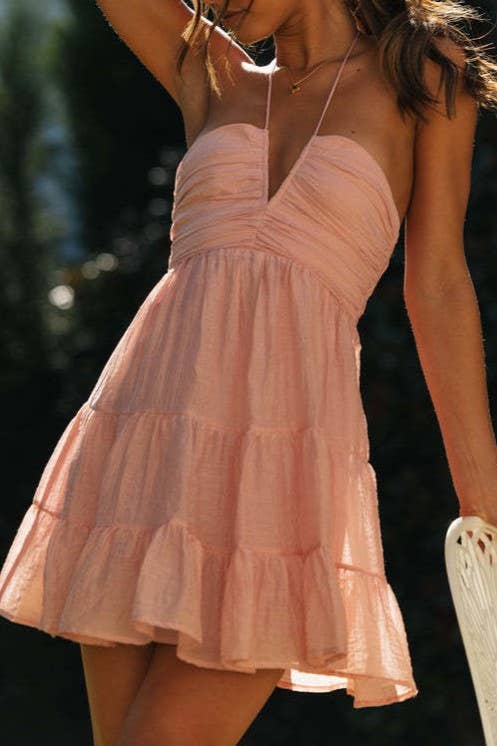 Plunge Ruched Mini Dress