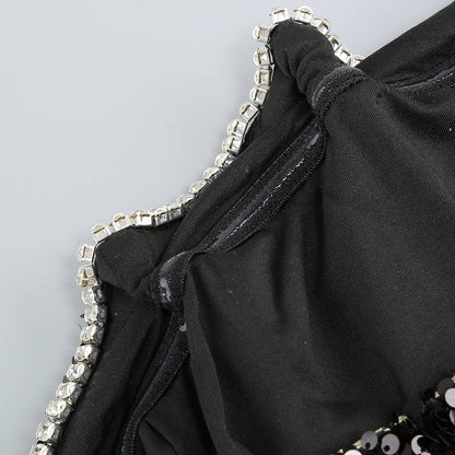 Sparkling Sequin One-Shoulder Long Sleeve Party Dress