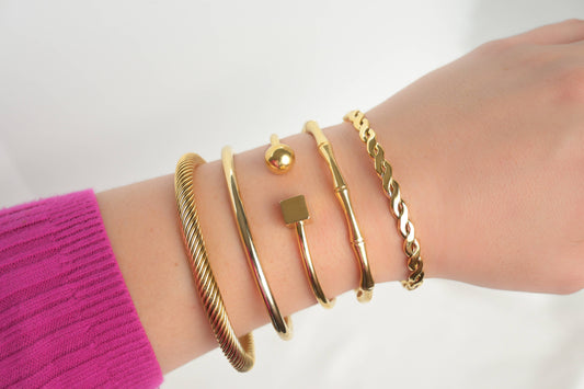 Gold Cuff Bracelet - Waterproof Bold Cuffs - Bangle Bracelet