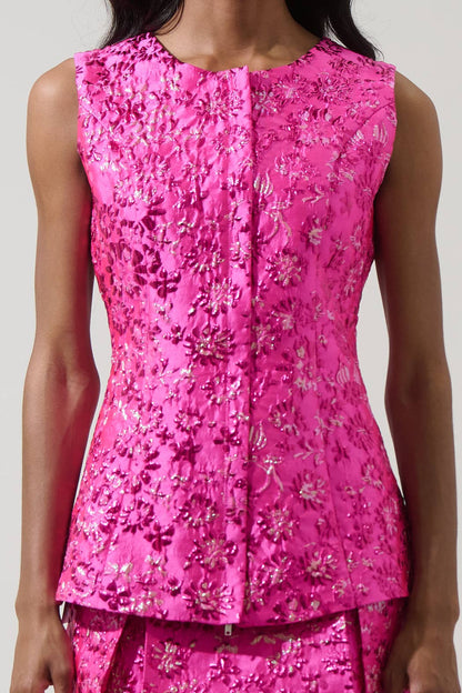 Harrington Jacquard Maize Sleeveless Top