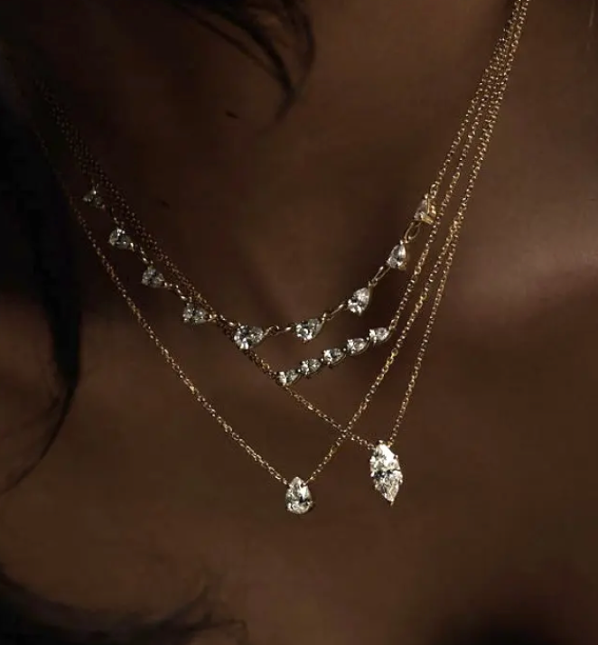 Solitaire Collection-14K gold Necklace layers 
