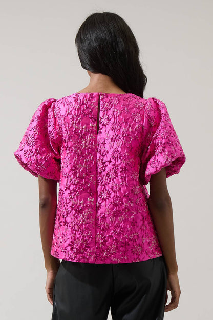 Harrington Jacquard Floral Joi Bubble Top