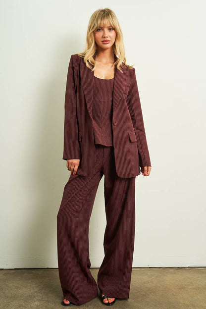 Pinstripe Wide-Leg Pant