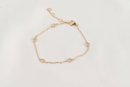 Silver Diamond Bracelet - Bezel Bracelet - Clover Bracelet