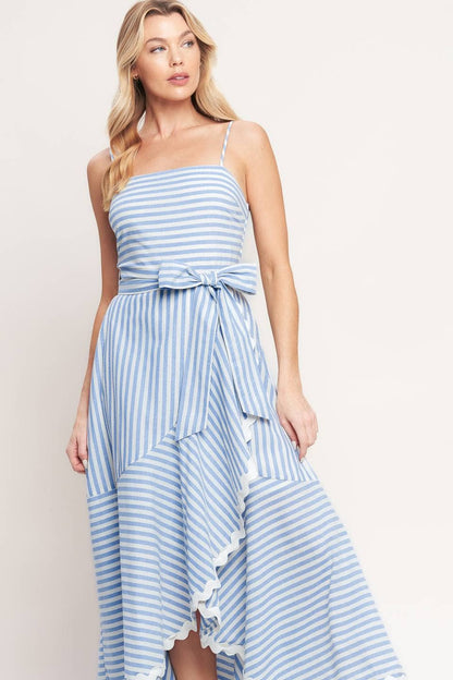 Blue Striped Woven Dress