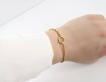 Circle Link Bracelet, Waterproof Mixed Chain Bracelet