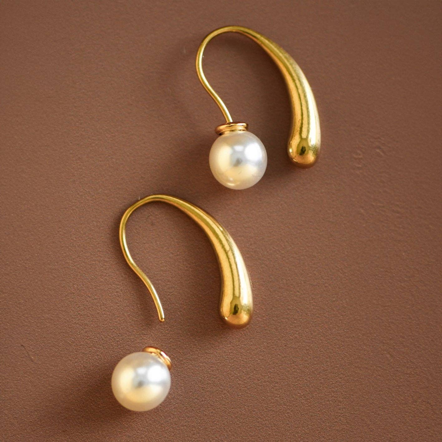 18K Gold Plated Waterproof Stainless Steel Hoop Earrings - 7167