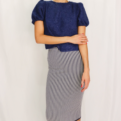 Pinstripe Knit Midi Skirt