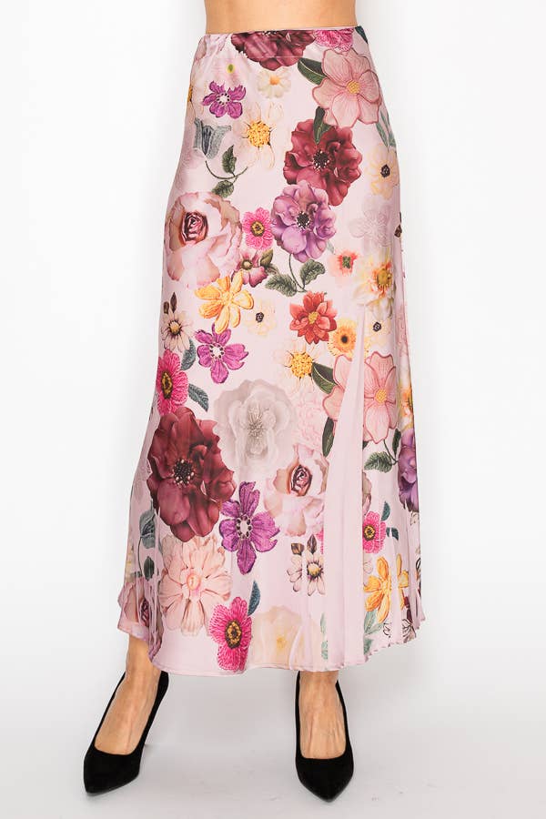 Floral Satin Skirt