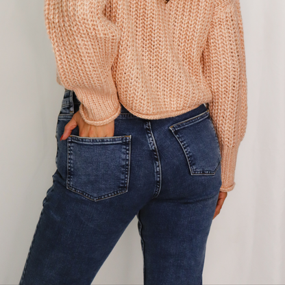 DENVER-DIS High Rise Straight Jeans 28" Inseam Dim Sky