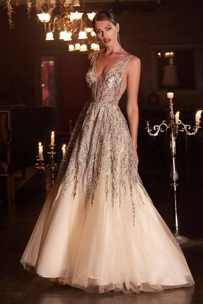 OMBRE SHIMMER BALL GOWN: 6 / Blush