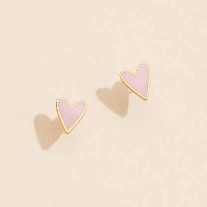 Enamel Heart Stud Earrings