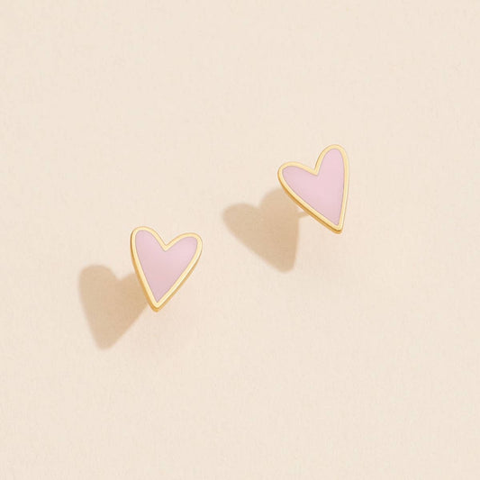 Enamel Heart Stud Earrings