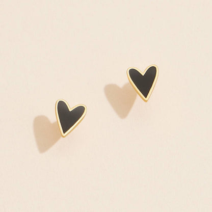 Enamel Heart Stud Earrings