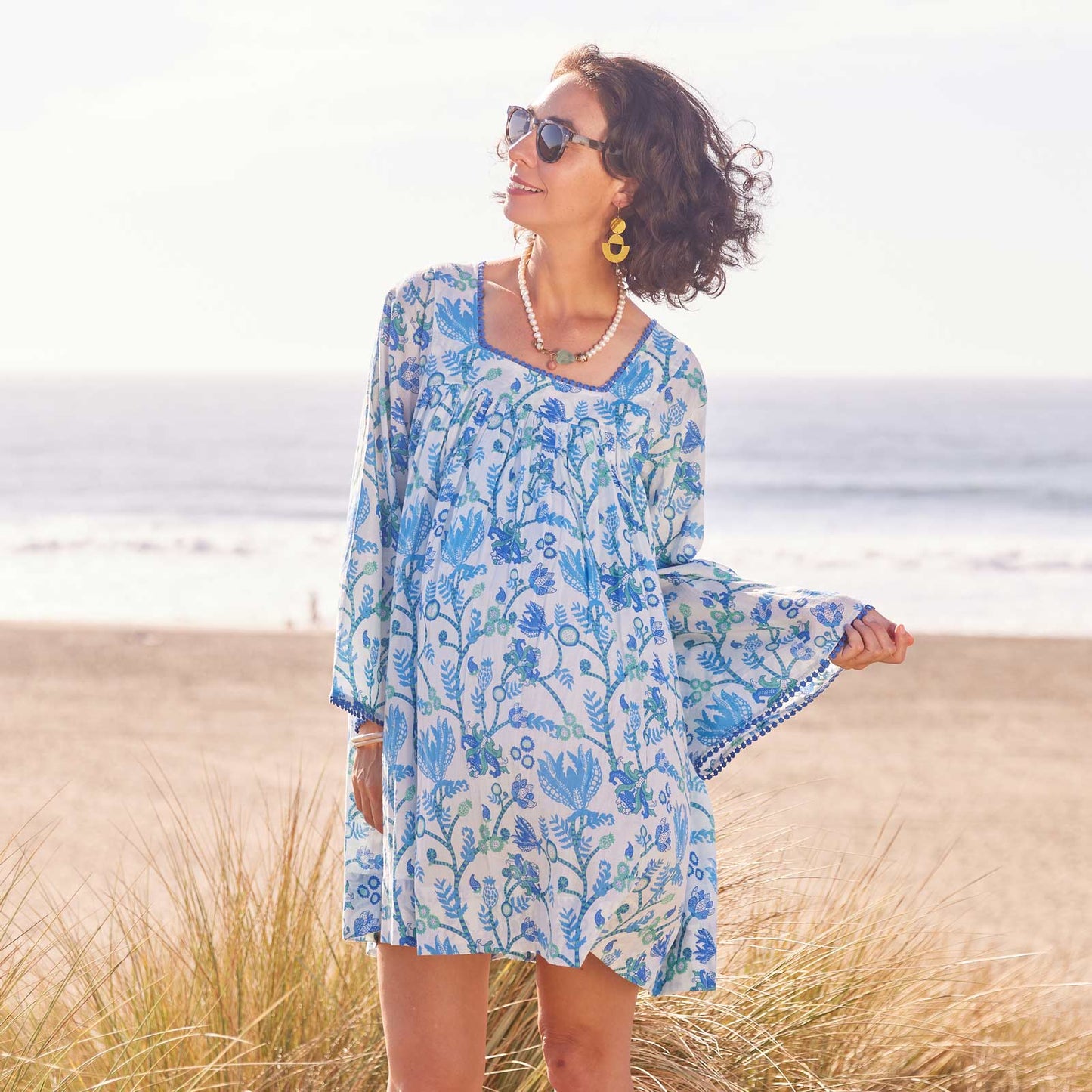 Gemma Ocean Bell Sleeve Dress