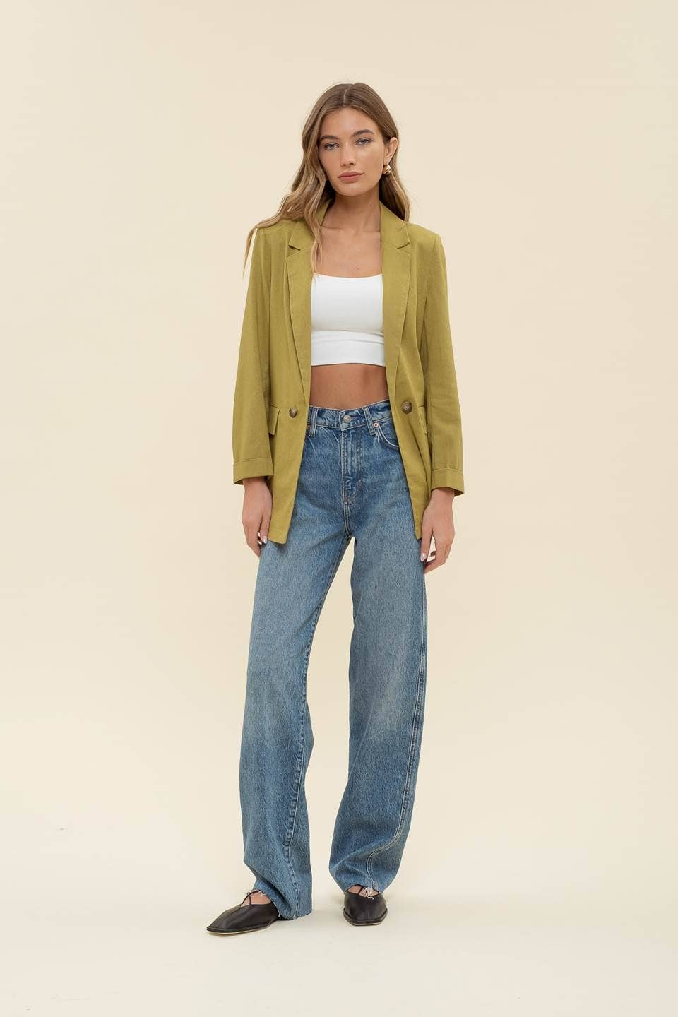 3/4 CUFF SLEEVE COLLARED BLAZER