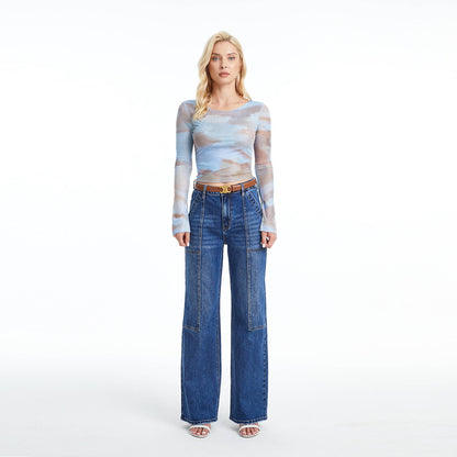 Bayeas Super High Rise Wide Leg Jeans (Finished Hem,Slit)
