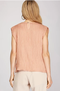 Crinkle Blouse (black/dusty blush)