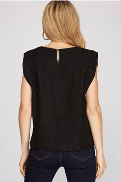 Crinkle Blouse (black/dusty blush)