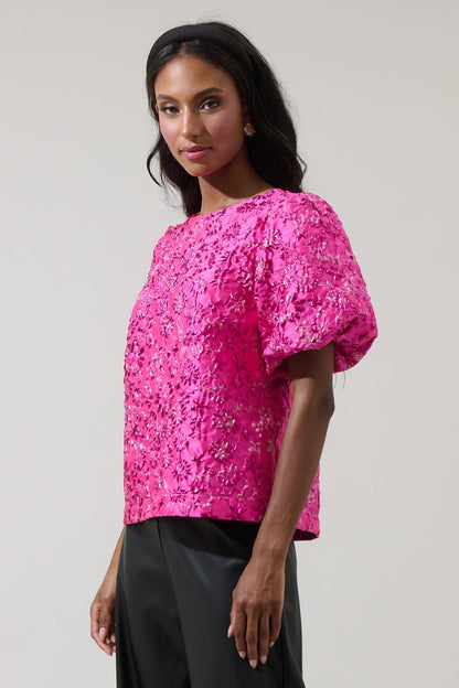 Harrington Jacquard Floral Joi Bubble Top