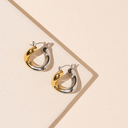 Two-tone SS 18K Plated Hoop Earrings