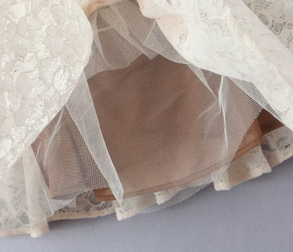 Ivory floral-lace corset mini dress for women