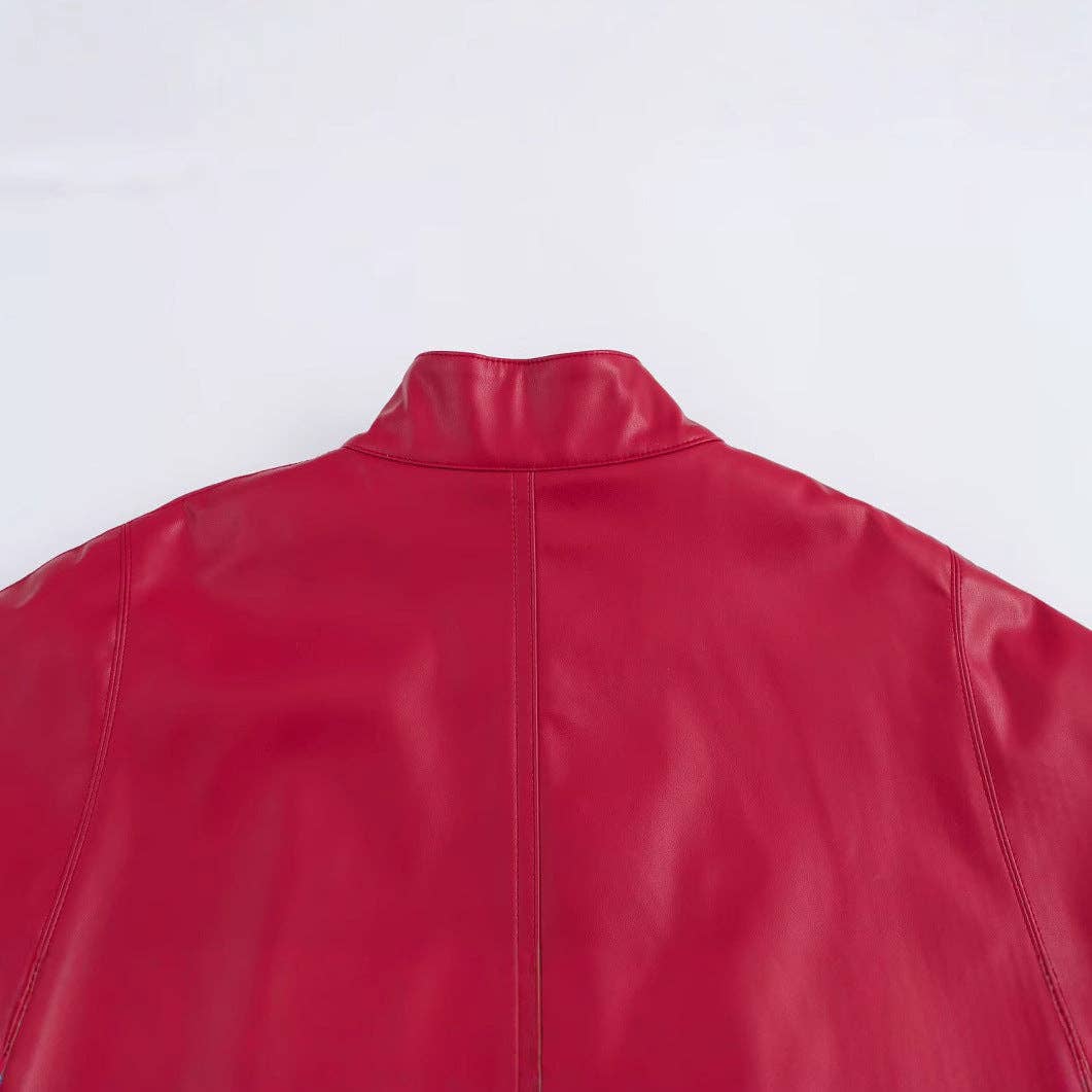 Red Leather-Style Short Cape