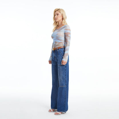 Bayeas Super High Rise Wide Leg Jeans (Finished Hem,Slit)