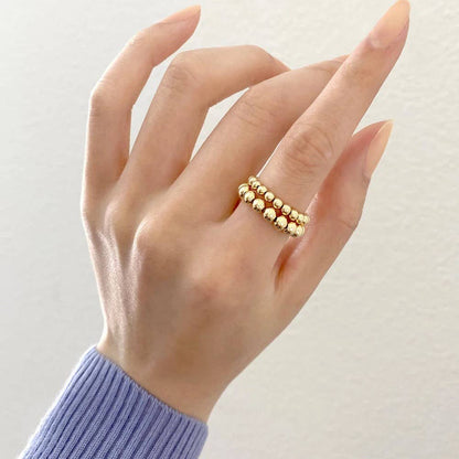 Gold Beads Stackable Stretch Rings- Waterproof no Tarnish