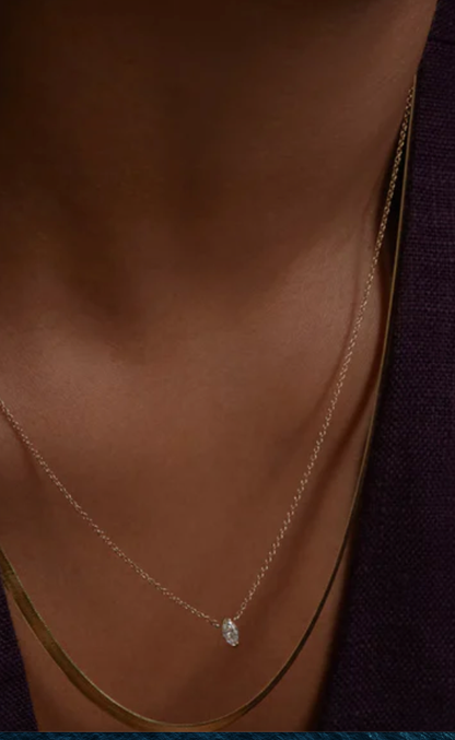 Solitaire Collection-14K gold Necklace layers 
