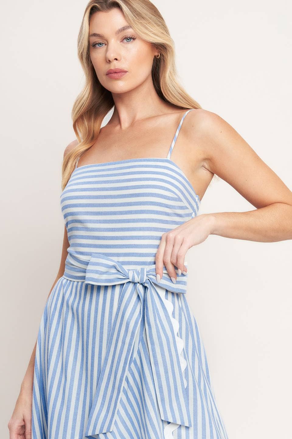 Blue Striped Woven Dress