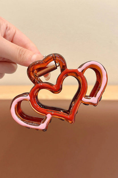 Bonbon Hollowed Heart Design Color Contrasted Acrylic Hair Claw Clip