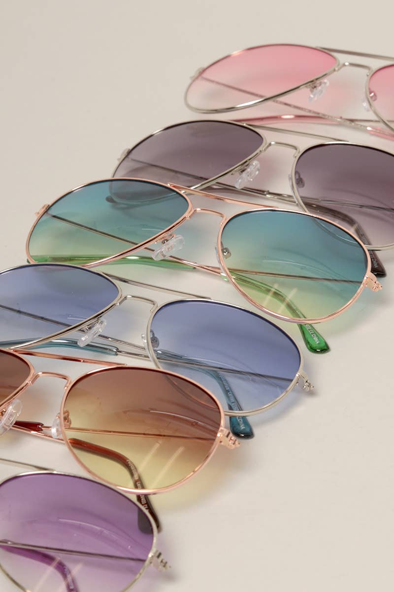 Tinted Lenses Metal Frame Aviator Sunglasses