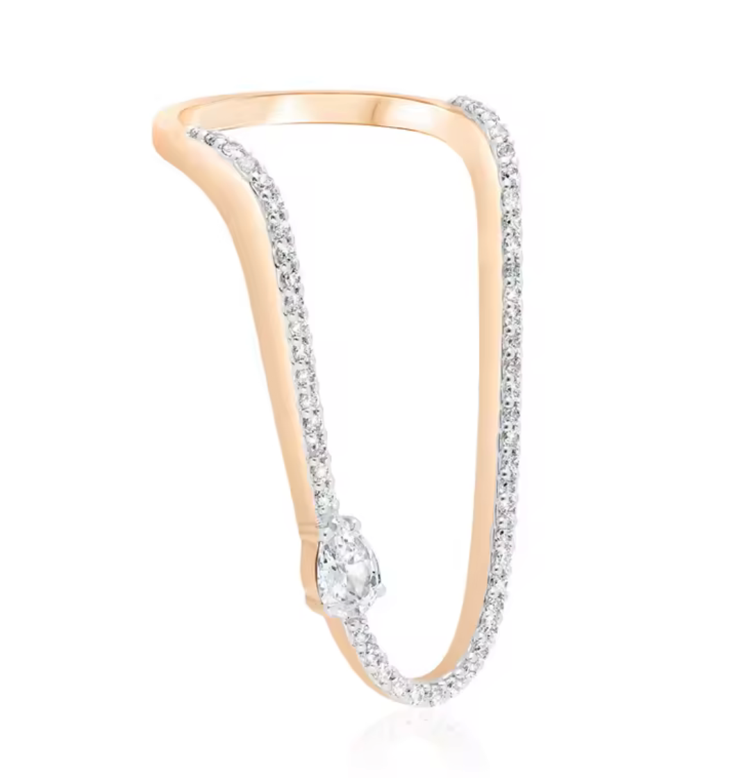 Halo Knuckle Ring- Dainty Recycled Brass and CZ Ring