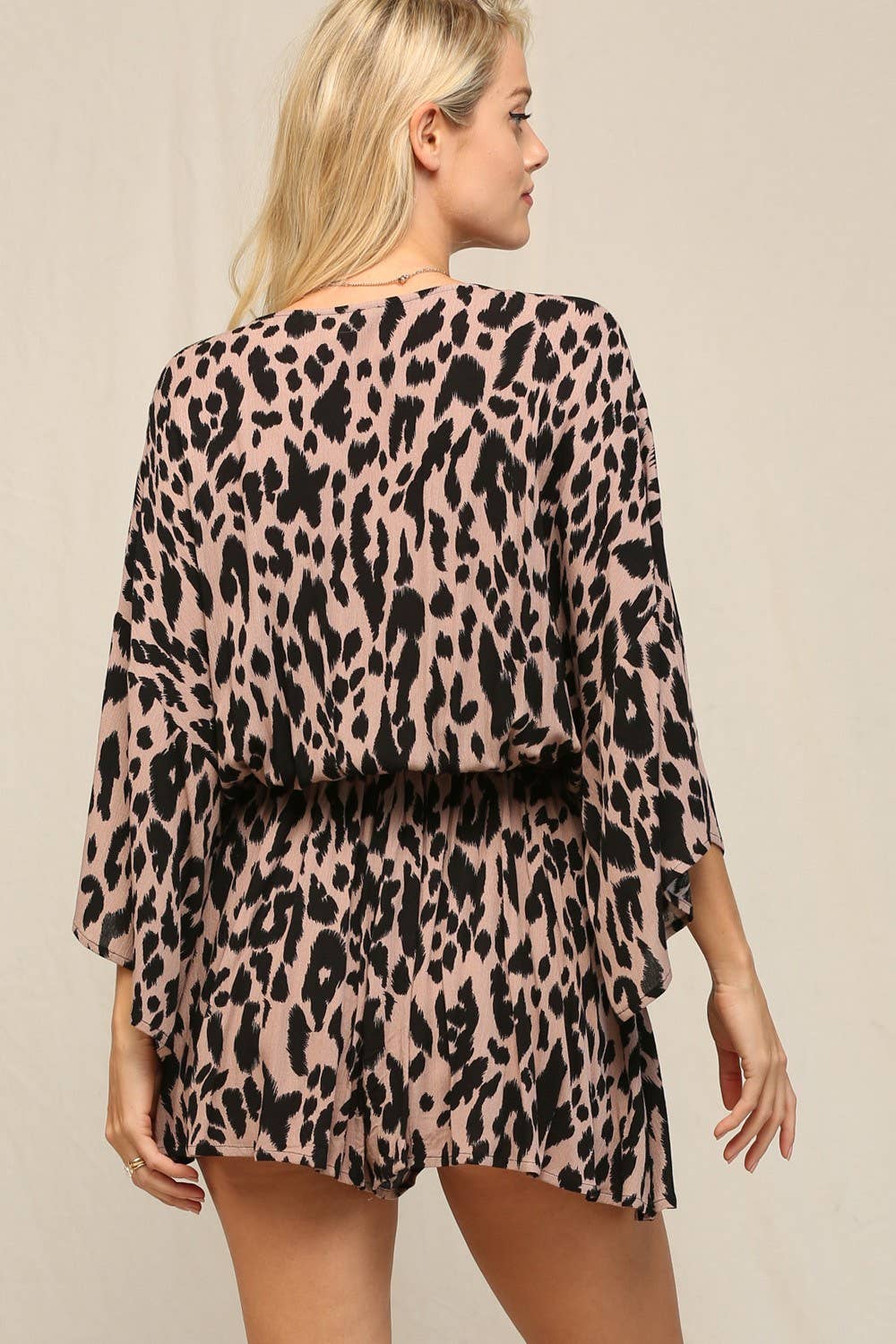 Leopard Printed Romper With Surplice Neckline