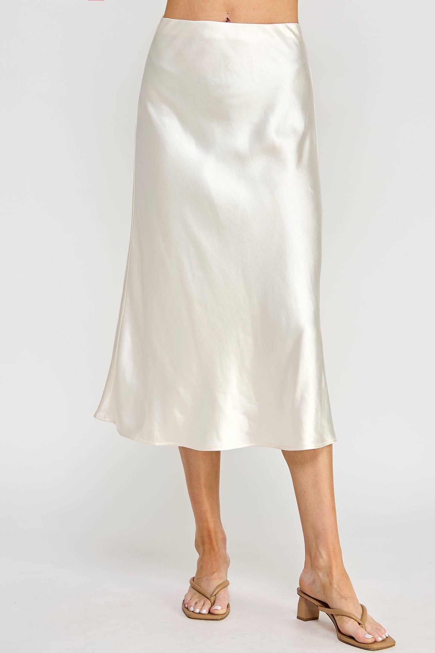 Satin Pearl Midi Skirt
