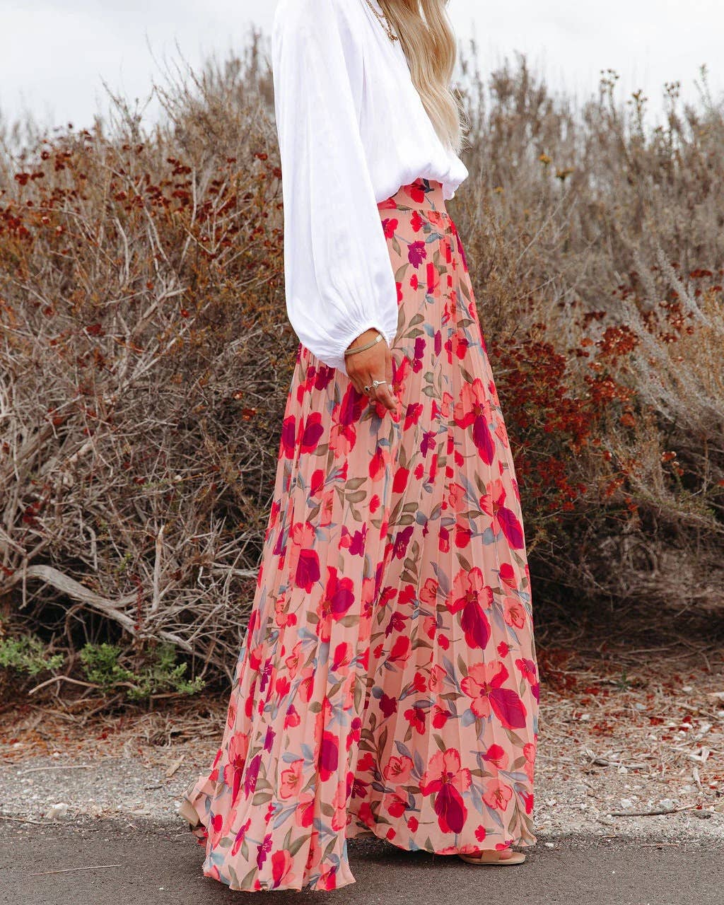 Elegant Floral Print Loose Skirt