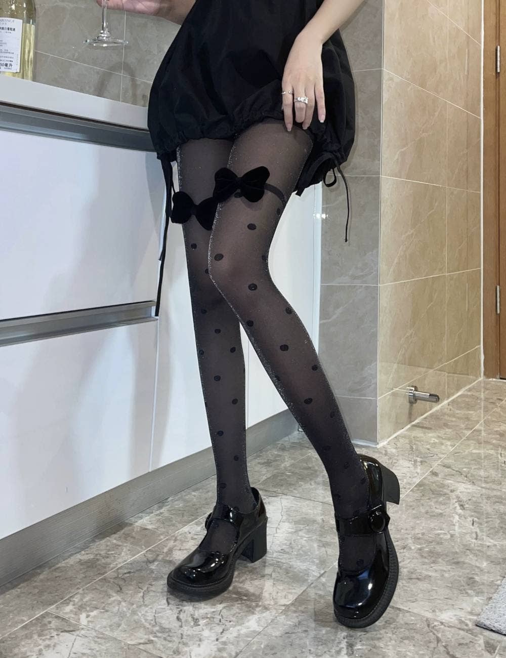 Ladies Sheer Polka Dot Stockings