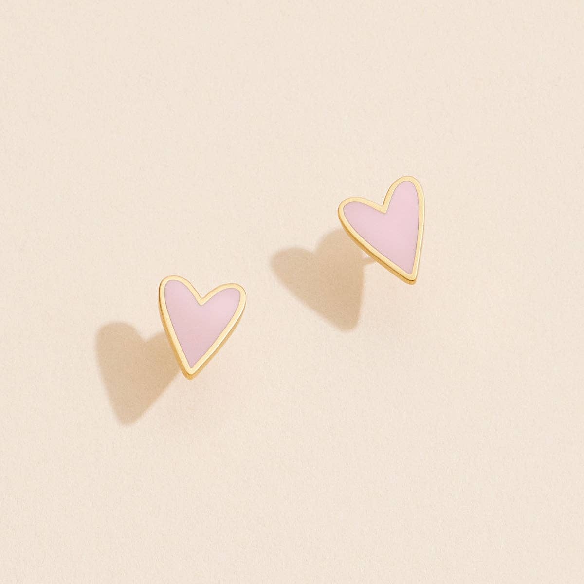 Enamel Heart Stud Earrings