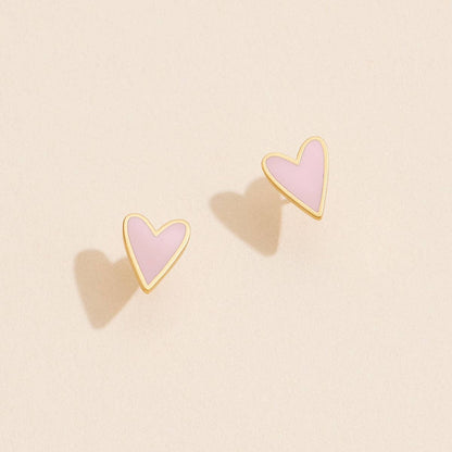 Enamel Heart Stud Earrings