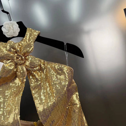 Elegant Sequined Slim Backless Dress for Evening