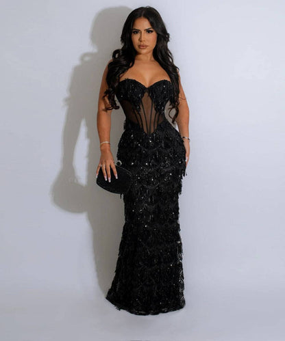 Sequin Strapless Corset