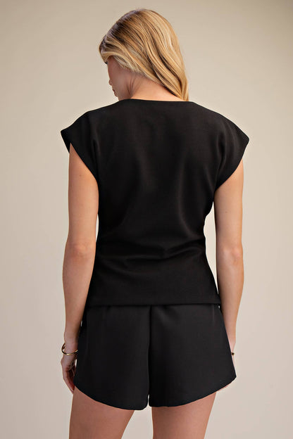 V-Neck Fitted Waist Vest Top