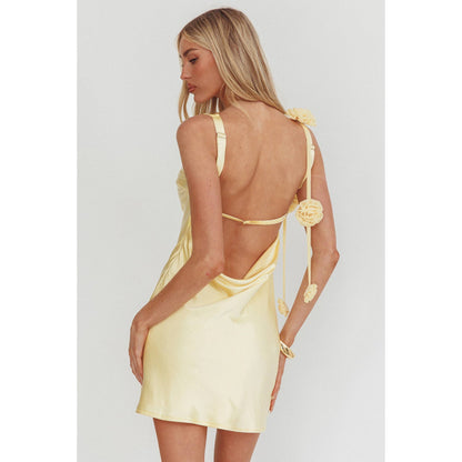 Yellow Satin Mini Dress