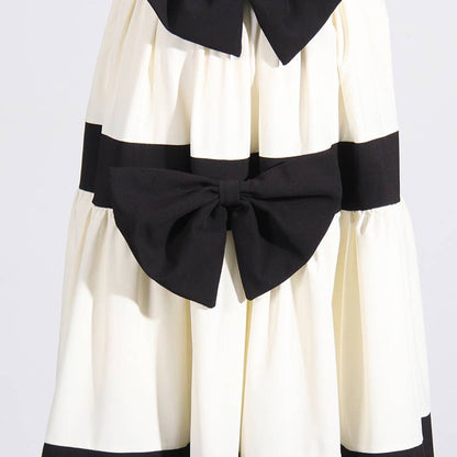 Natalia Striped Bow Elegant Dress (also available to rent)