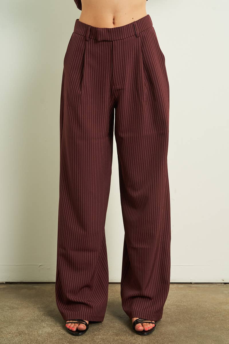 Pinstripe Wide-Leg Pant